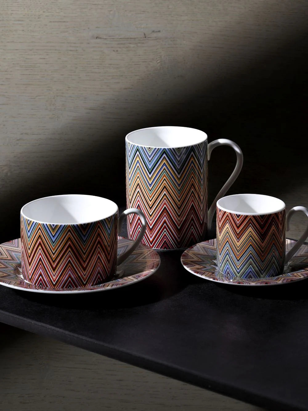 MISSONI - TAZA DE CAFÉ Y PLATO - Forma cilíndrica - SET 2 UDS